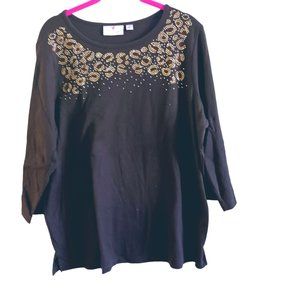 Quacker top, dark brown, size large, women's